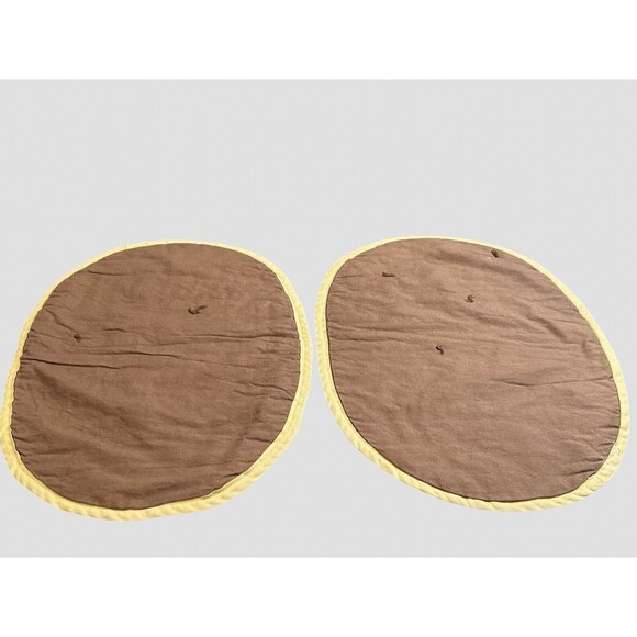 Set of 4 Vintage Handmade Placemats MCM 1960s Brown & Yellow Floral Roses - Picture 5 of 11